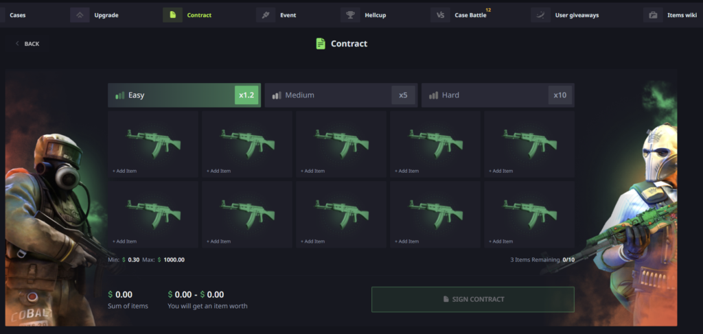 hellcase contract trade up