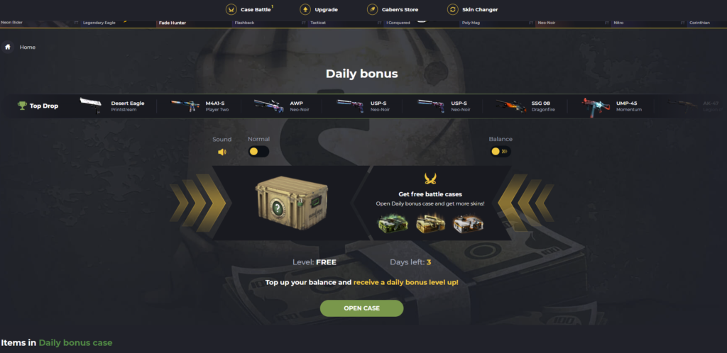 Free daily bonus case on farmskins