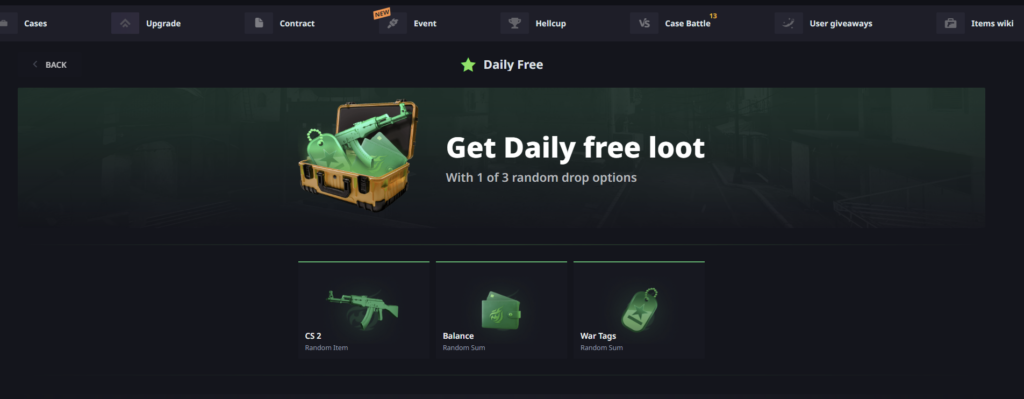 free daily bonus case