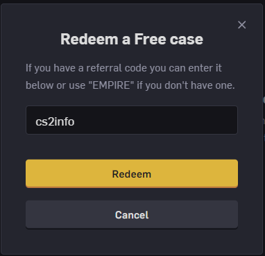 redeem a free case